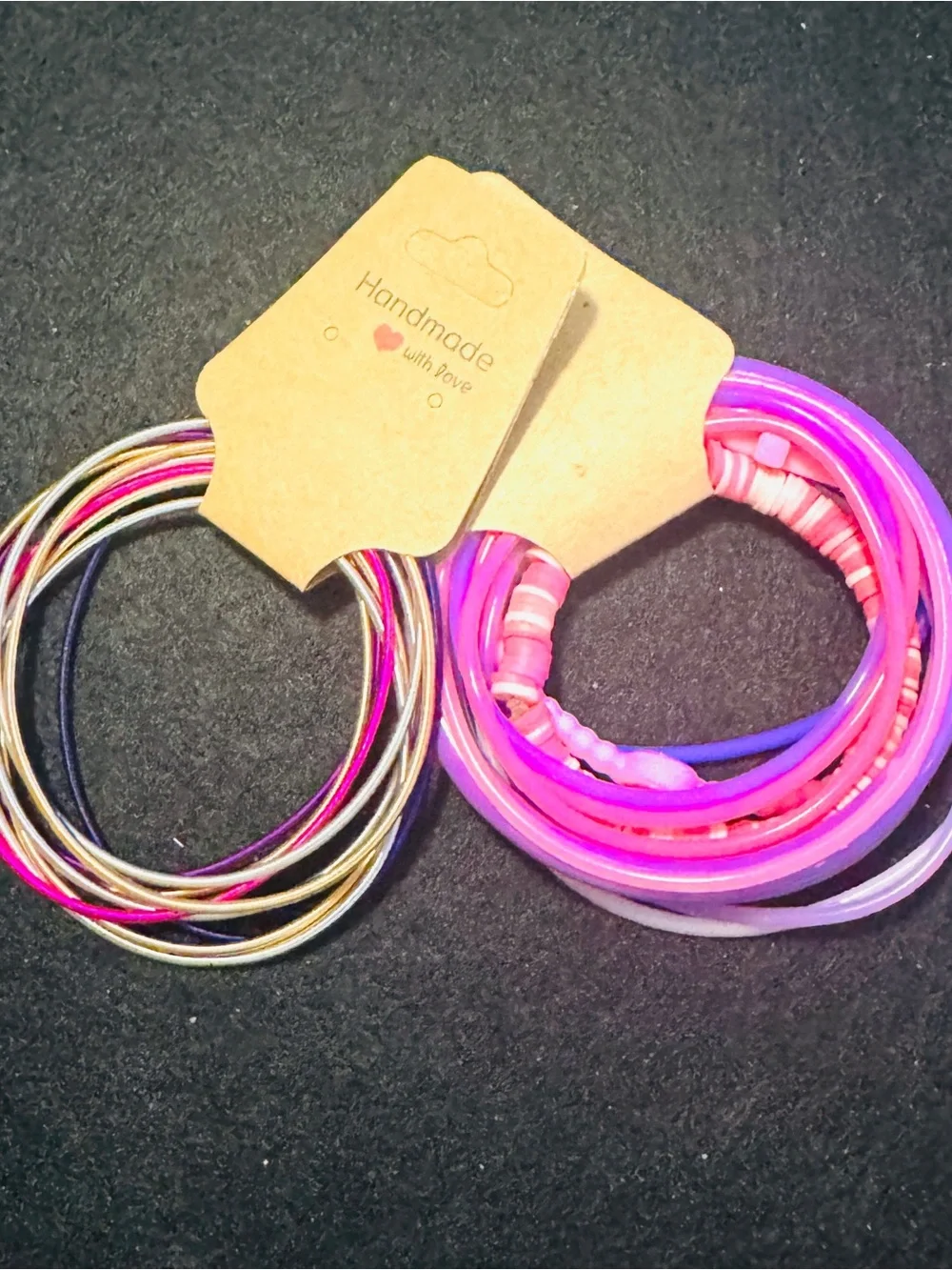 Handmade Pink Multi-Pack Hair Tie and Bracelet Set